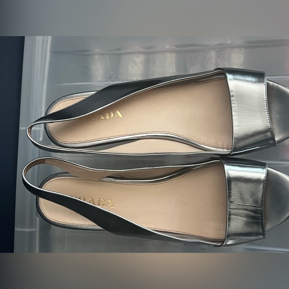 Prada Silver slingback Wedge Euro 39 U.S. 8.5 - Picture 3 of 5